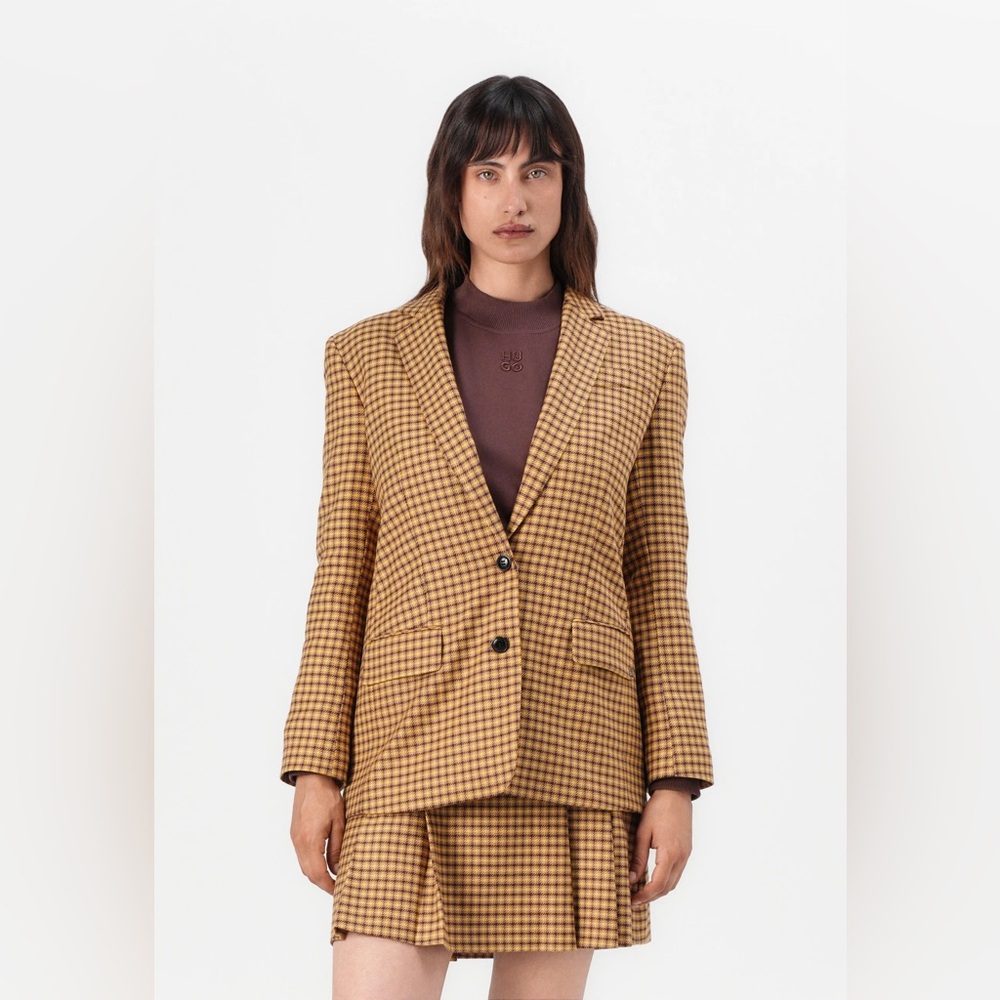 Hugo Women's Anatali Mini Check Blazer Size 2